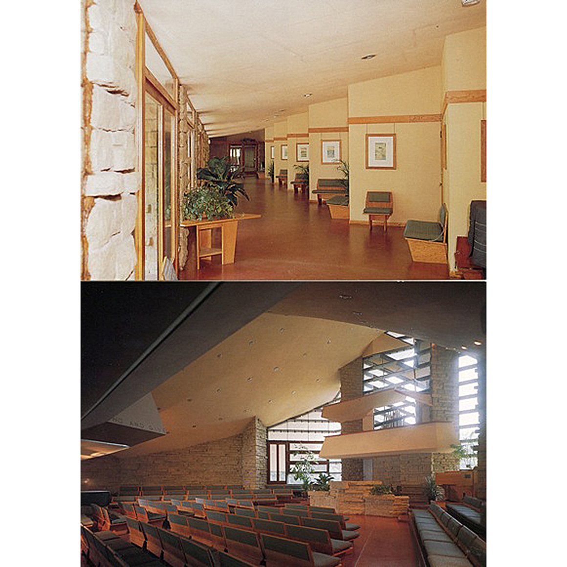 Frank Lloyd Wright Benches and Table from Wright's 1951 Unitarian Church