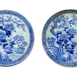 2348 - Pair of Japanese Meiji Blue and White Porcelain Chargers