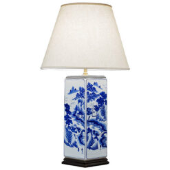 2743 - Rectangular Chinese Blue and White Porcelain Lamp