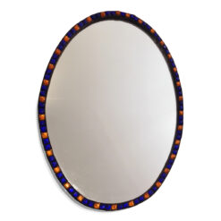 2764 - 18th Century Irish Blue and Amber Cut Glass Oval Mirror