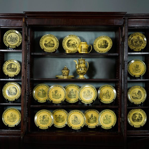 Set of Twenty-Eight Pieces of 19th Century Yellow Creil and Montereau Tableware