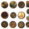 Set of 24 Painted Papier Mache and Metal Snuff Boxes