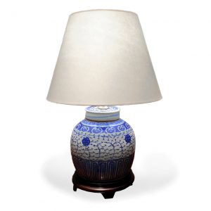 Chinese Blue and White Porcelain Melon Jar Converted to a Lamp
