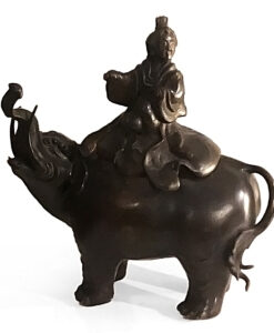 19th Century Japanese Meiji Incense Burner in the form of an Elephant with Female Rider