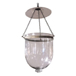 Single Hand Blown Glass Bell Jar Lantern with Grape Etching