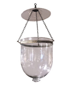 Single Hand Blown Glass Bell Jar Lantern with Grape Etching