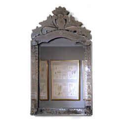 Venetian Mirror with Etched Floral and Grape Motifs