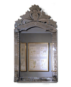 Venetian Mirror with Etched Floral and Grape Motifs