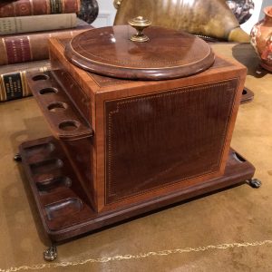 Early 20th Century English Humidor and 8 Pipe Stand