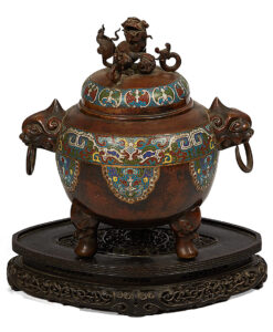 3210 - Chinese Qing Period Bronze and Cloisonne Enamelled Censer