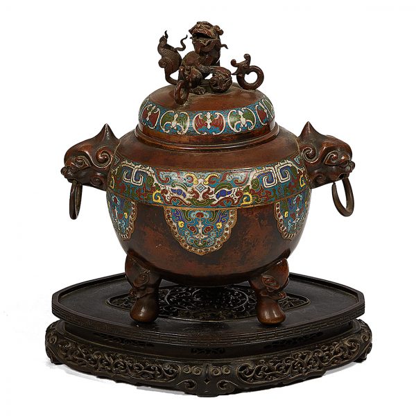 3210 - Chinese Qing Period Bronze and Cloisonne Enamelled Censer