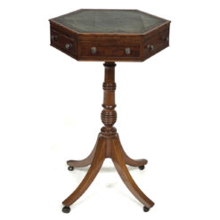 Hexagonal Occasional Table with a Green Leather Top