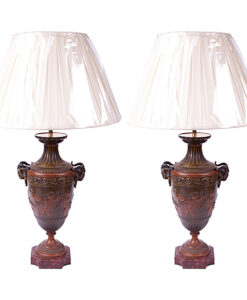 Pair of Early 19th Century French Empire Neoclassical Bronze Urns, Wired as Lamps