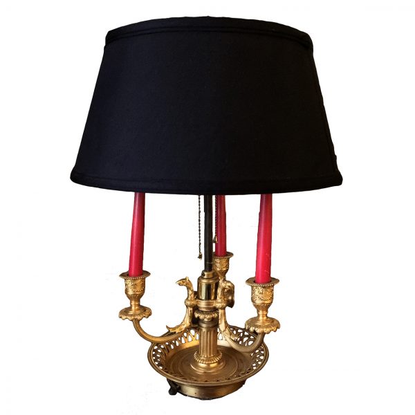 3144 - 19th Century French Brass Bouillotte Lamp, Electrified