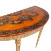 18th Century Irish Painted Demilune Table on Gilt Base, Attributed to William Moore