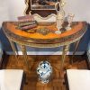 18th Century Irish Painted Demilune Table on Gilt Base, Attributed to William Moore