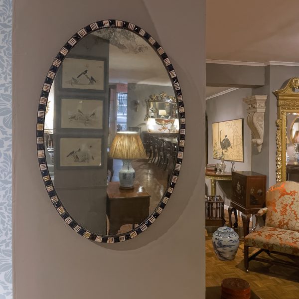 18th Century Irish Waterford Blue and White Mirror with Applied Gilding