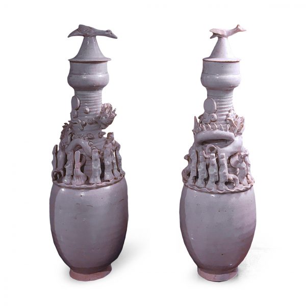 Pair of Chinese Song Qingbai Porcelain Funerary Jars