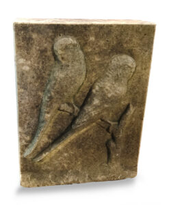 Carved Marble Relief Sculpture of Two Parakeet Birds