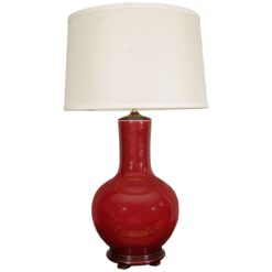 2852 - Single Chinese Langyao Hong Oxblood Red Porcelain Vase, Wired as a Lamp