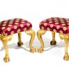 19th Century Regency Pair of Giltwood Chippendale Stools