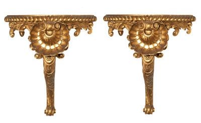 Early 19th Century William IV Pair of Giltwood Brackets