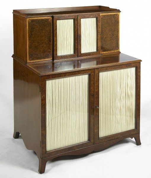 Early 19th Century Regency Burr Walnut Cabinet with Satinwood Inlay
