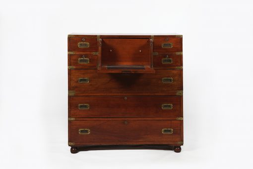 Late 19th Century Mahogany Military Chest with Miniature Fall Front Secretaire