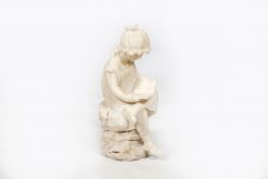 19th Century White Marble Statue of a Seated Young Girl Reading