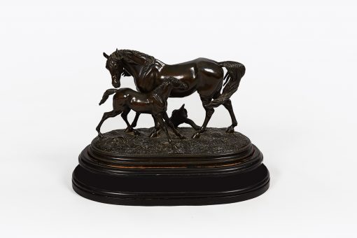 19th Century Bronze of Mare and Foal