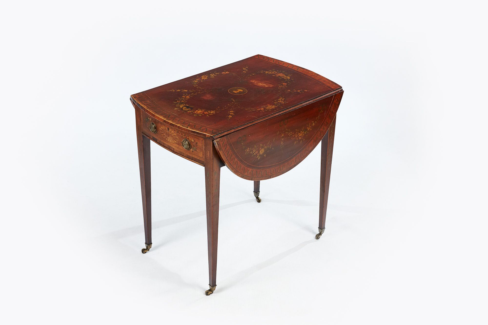19th Century Mahogany and Rosewood Hand Painted Pembroke Table by Edward and Roberts, London