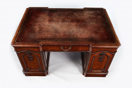 Late 18th Century George III Chippendale Carved Mahogany Partners Desk