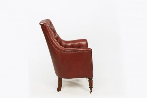 9841 - Pair of Buttoned Leather Library Armchairs
