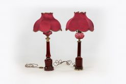 10128 and 10129 - 19th Century Early Victorian Cranberry Glass Oil Lamp