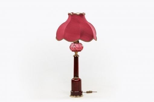 10128 - 19th Century Early Victorian Cranberry Glass Oil Lamp