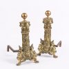 10225 - Early 19th Century William IV Pair of Ornate Brass Fire Dogs