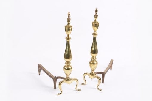 5059 - Early 19th Century Regency Pair of Brass and Cast Iron Fire Dogs