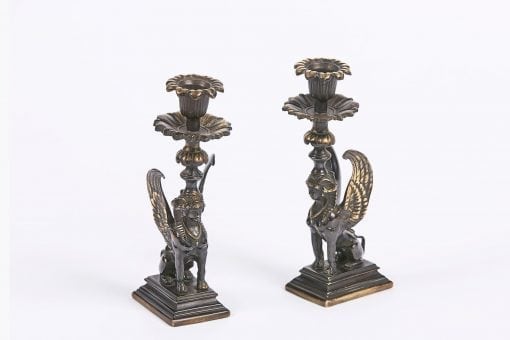 7758 - Early 19th Century Regency Pair of Bronze Candlesticks
