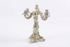 8230a - 19th Century German Dresden Porcelain Figurative Four Branch Candelabra