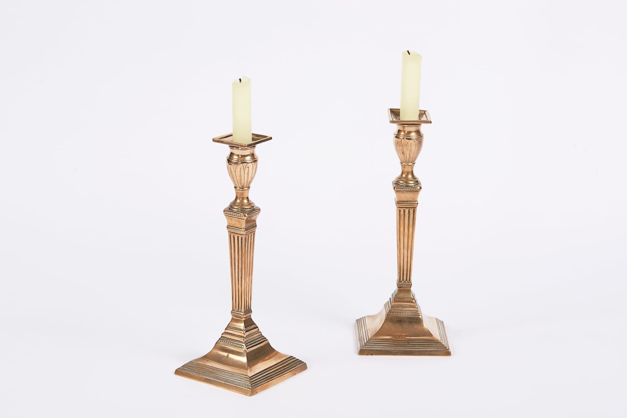 9847 - Early 19th Century Regency Pair of Brass Candlesticks