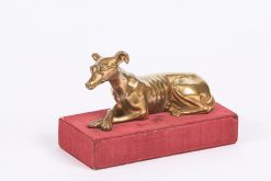 6355 - 19th Century Brass Recument Greyhound Paperweight