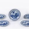 10164 - Late 18th Century English Set of Five Blue and White Porcelain Plates
