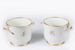 10384 - Early 19th Century Pair of Paris Porcelain Jardiniere or Cahé Pot