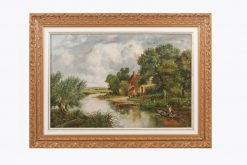 10350 - Joseph Thors, 'Boat on a River' Oil on Canvas