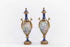 10383 - 19th Century Pair of French Sevres Porcelain and Ormolu Vases