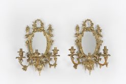 10500 - Early 19th Century William IV Pair of Brass and Mirror Wall Sconces