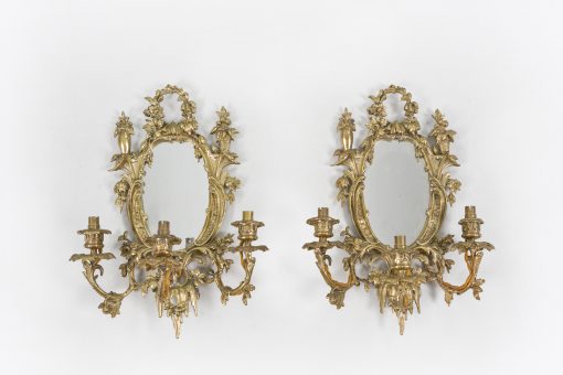 10500 - Early 19th Century William IV Pair of Brass and Mirror Wall Sconces