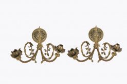 7370 - 19th Century Pair of Electrified Brass Wall Sconces