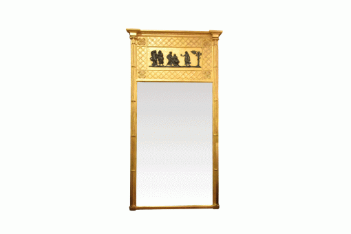 8712 - Early 19th Century Regency Giltwood and Ebonised Pier Mirror