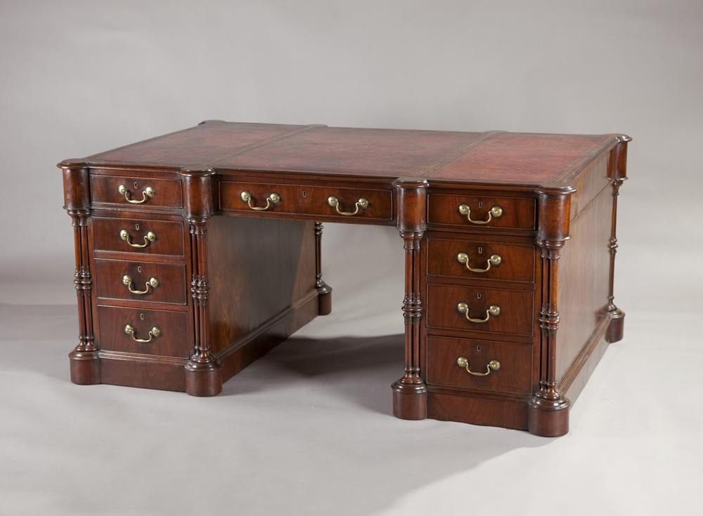 9637 – Early 19th Century George III Mahogany Pedestal Partners’ Desk